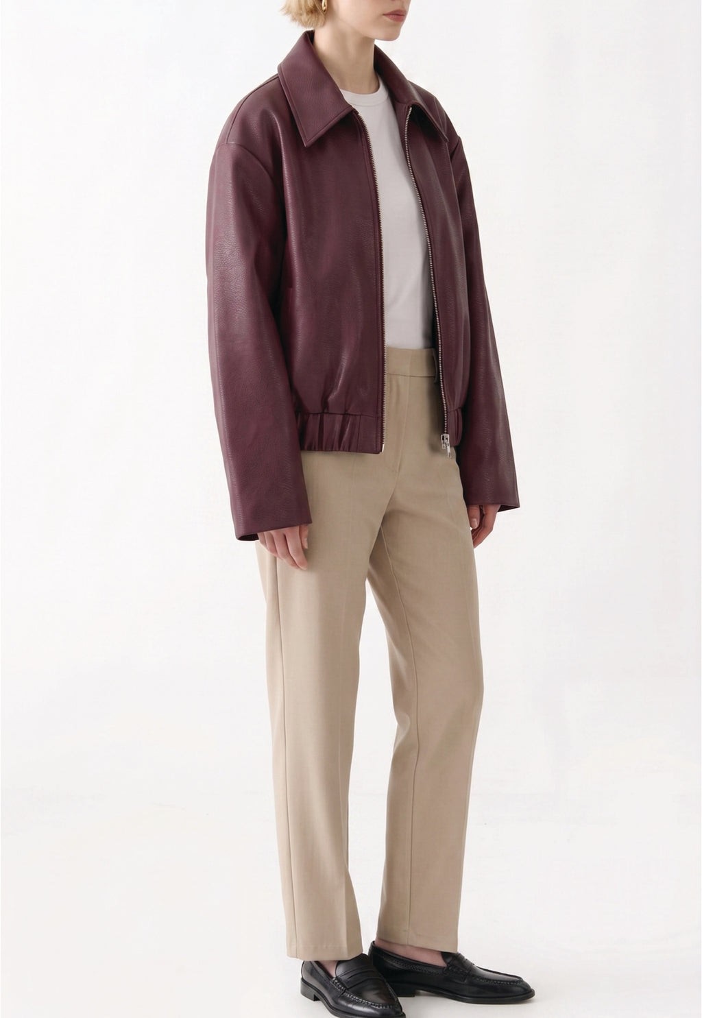 Women Oversized Leather Bomber