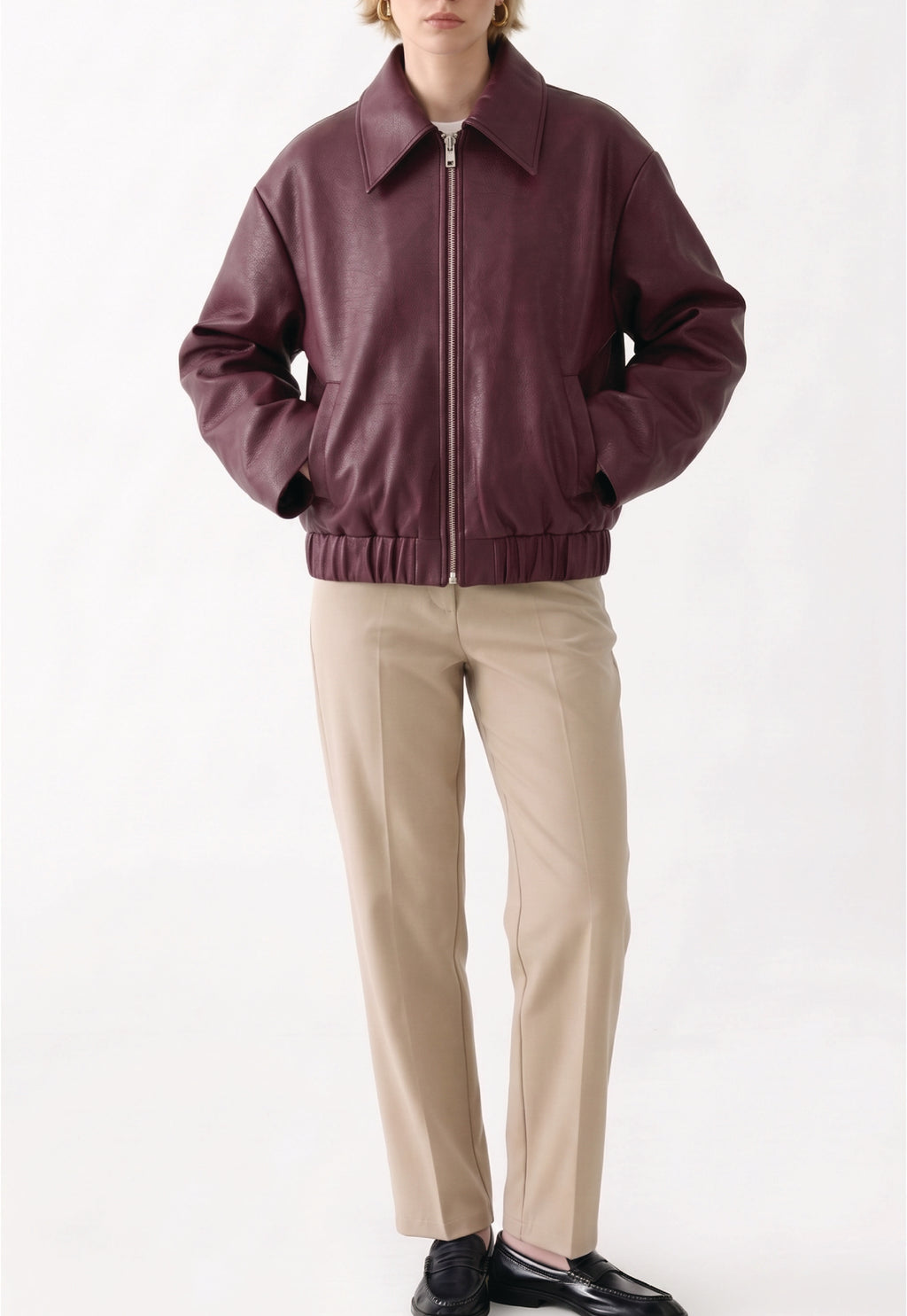 Women Oversized Leather Bomber