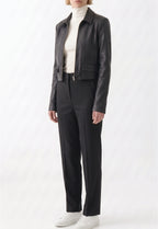 Women Cropped Leather Jacket