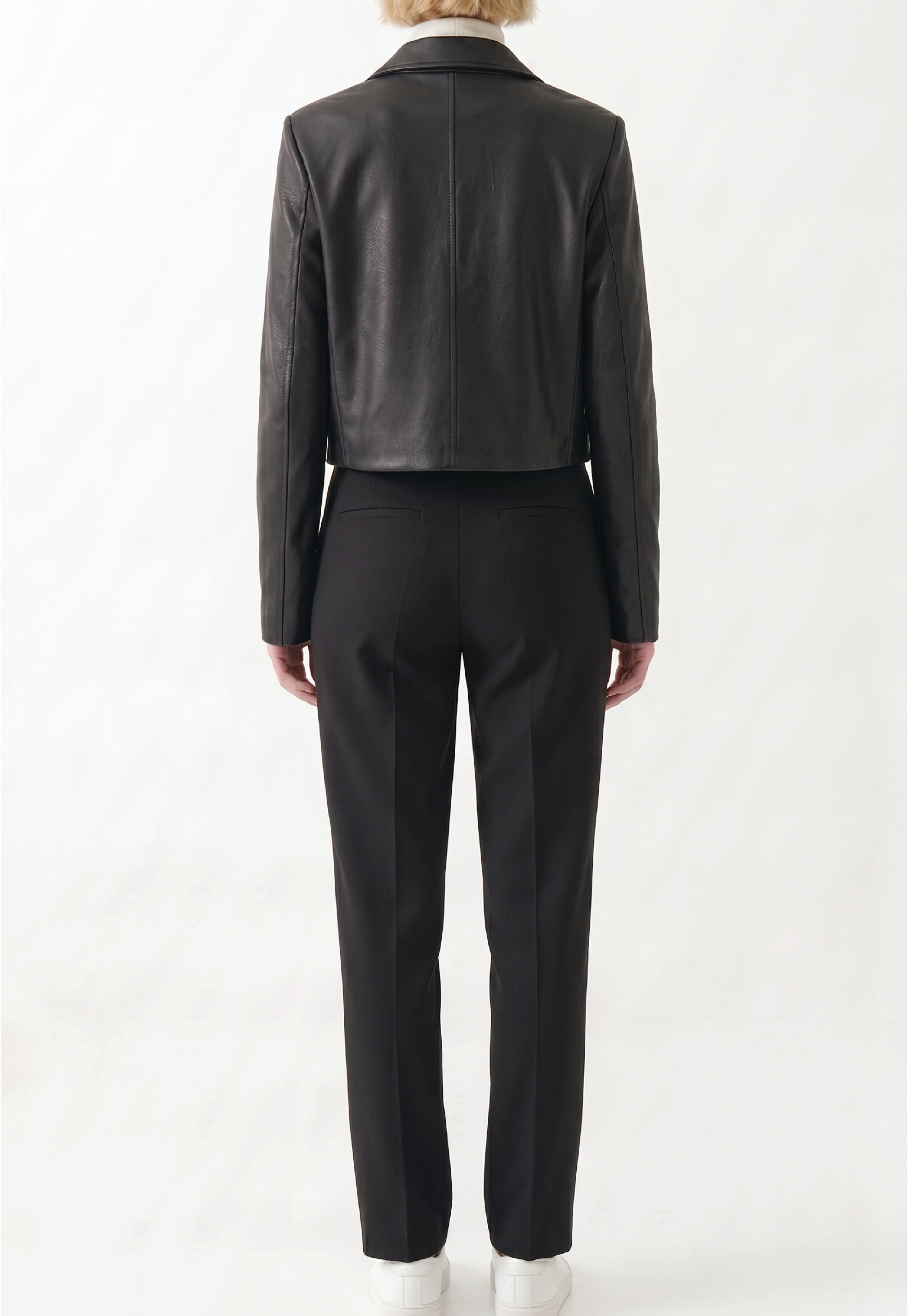 Women Cropped Leather Jacket