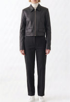 Women Cropped Leather Jacket